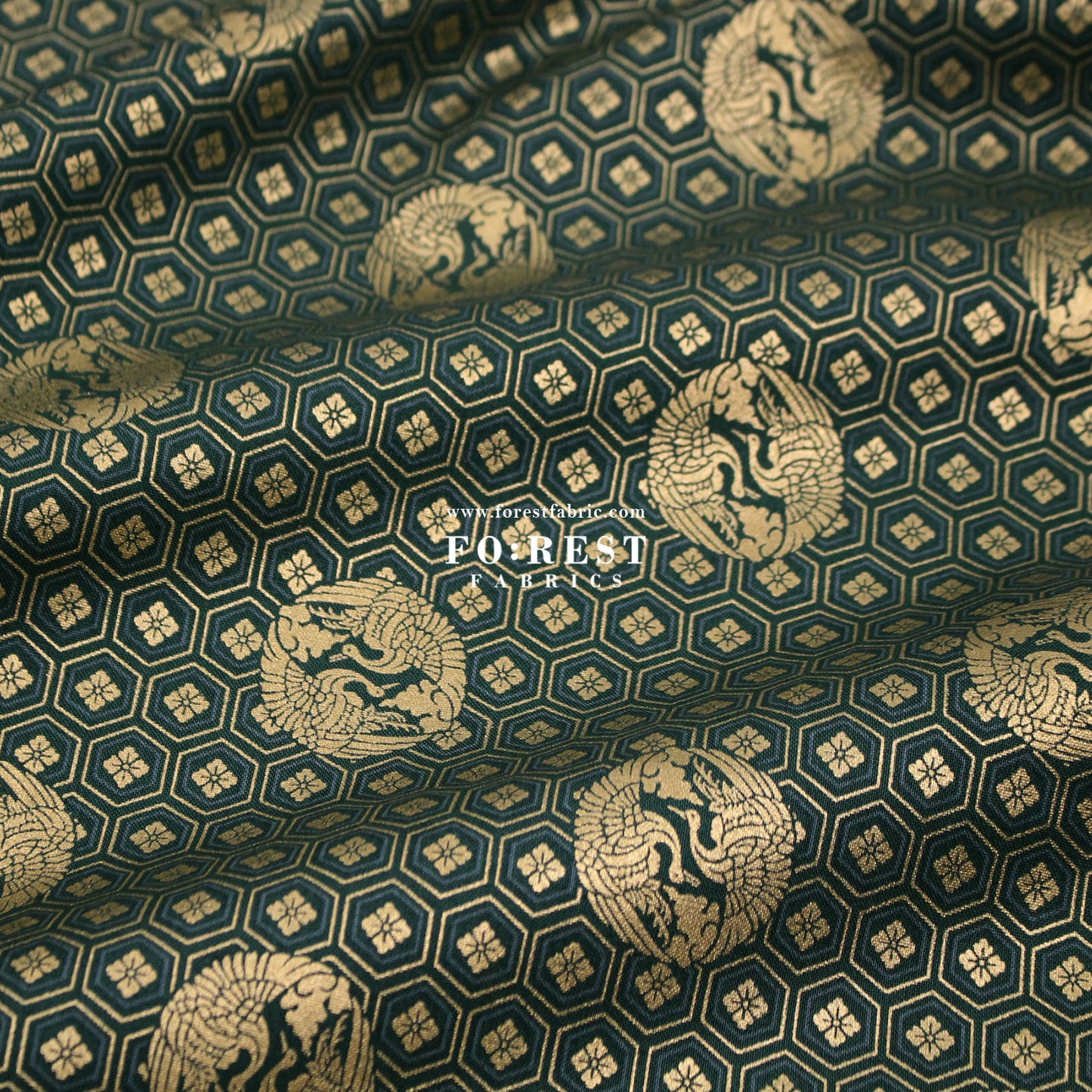 cotton - Crane with metallic fabric