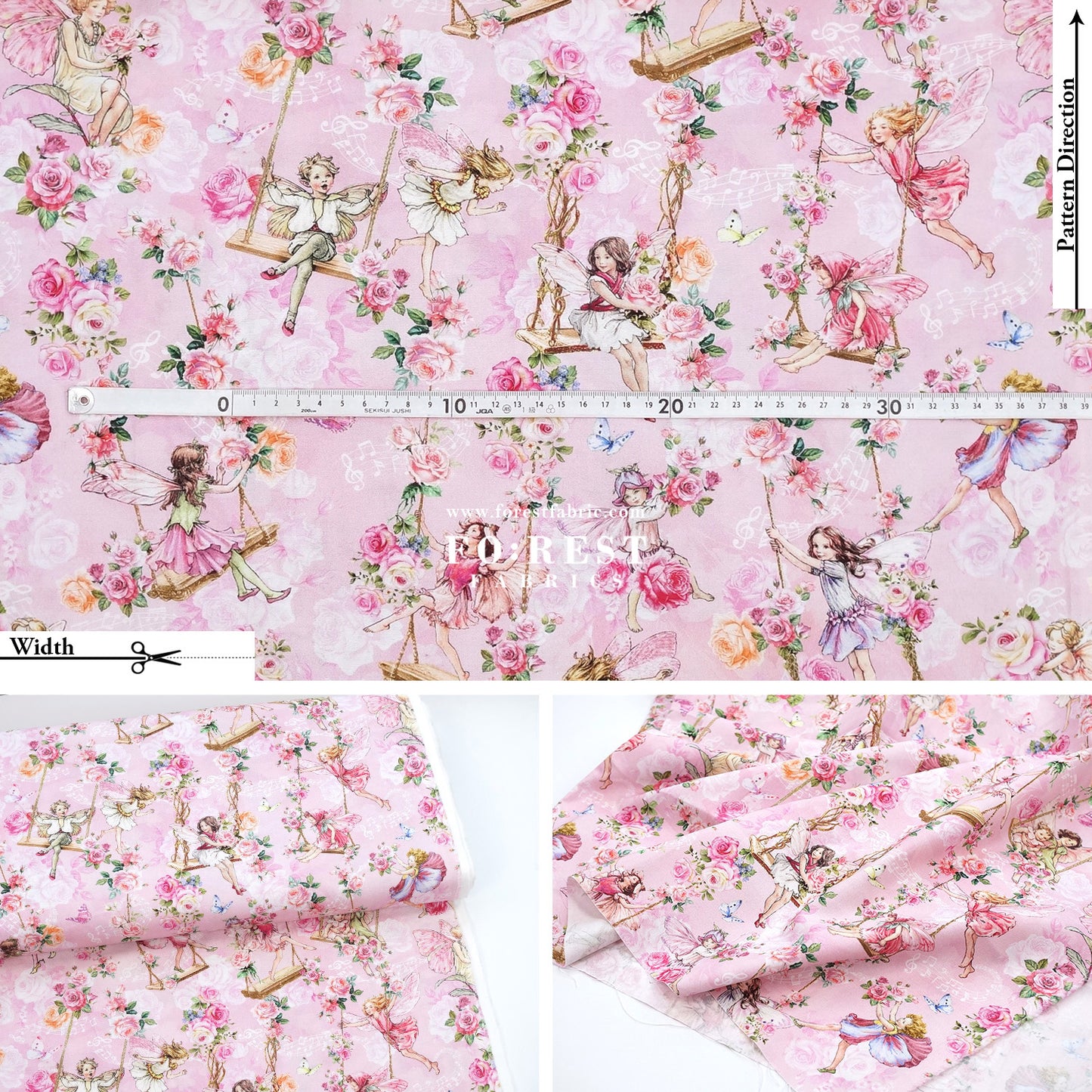cotton - Garden Swings Flower Fairies fabric