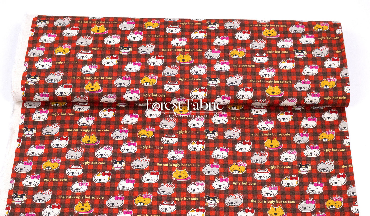 cotton linen - The cat is ugly but so cute fabric