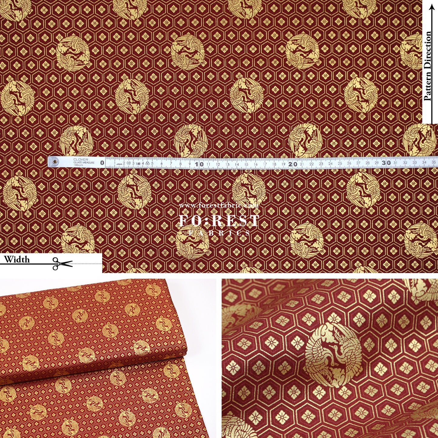 cotton - Crane with metallic fabric