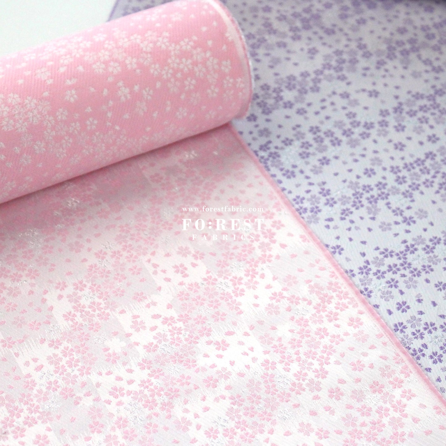 Gold Brocade - Little Sakura fabric Pink Purple