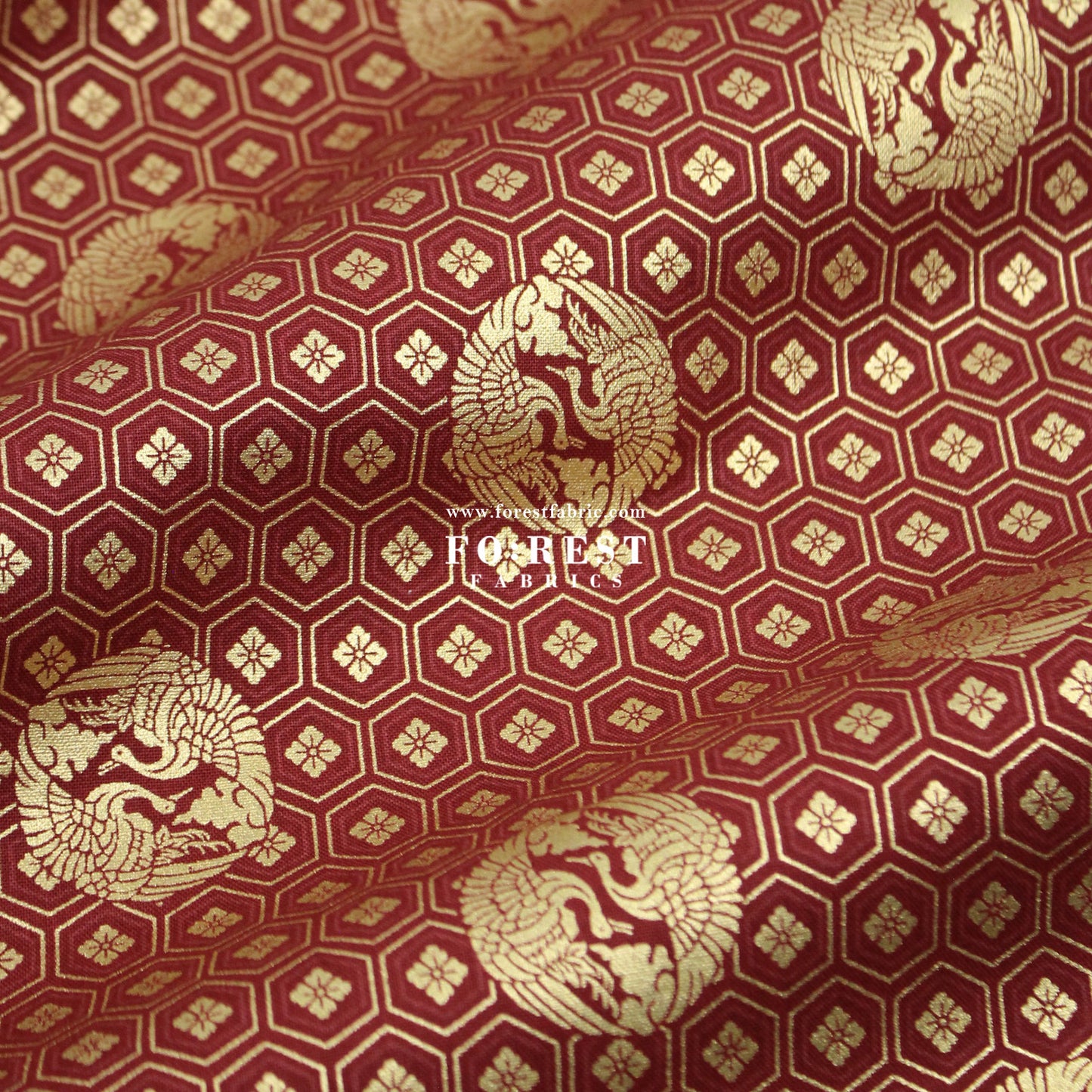 cotton - Crane with metallic fabric