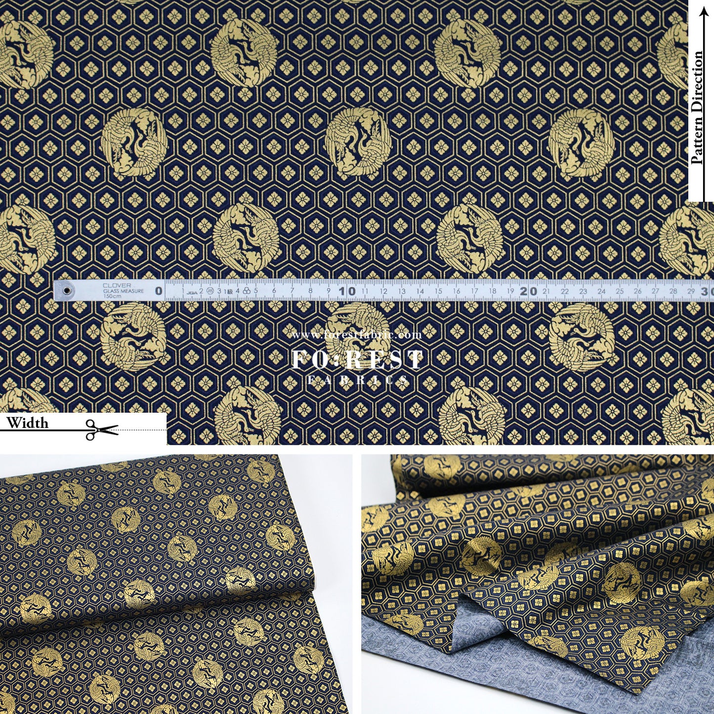 cotton - Crane with metallic fabric