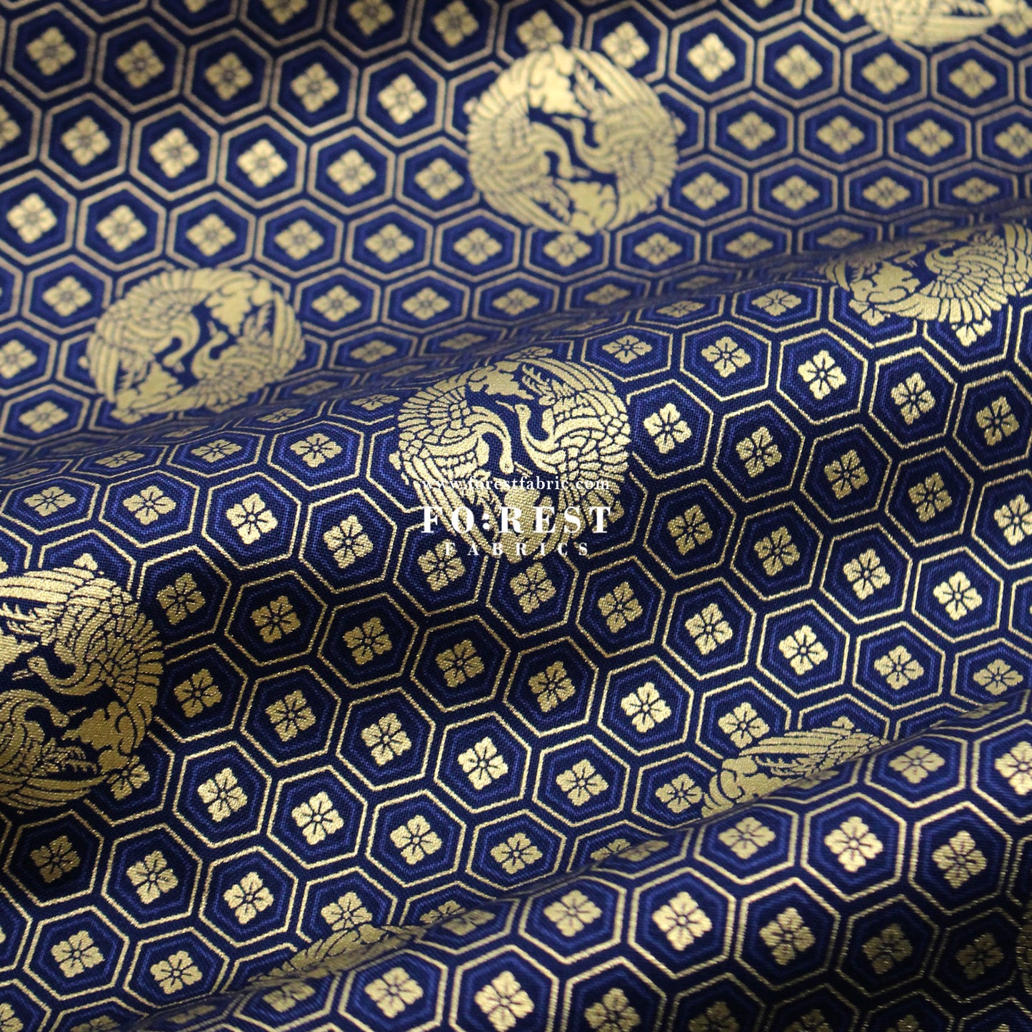cotton - Crane with metallic fabric