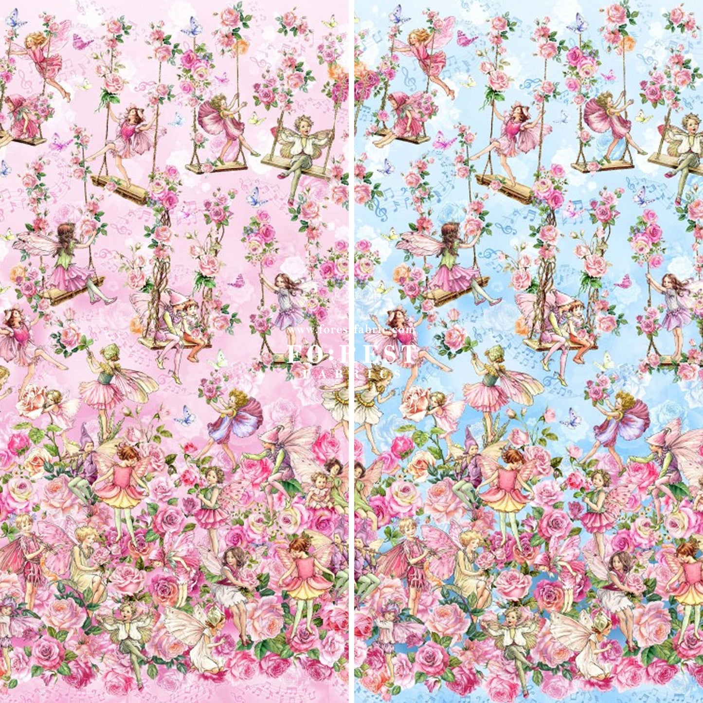 cotton - Spring Song Fairy fabric (Single Border)