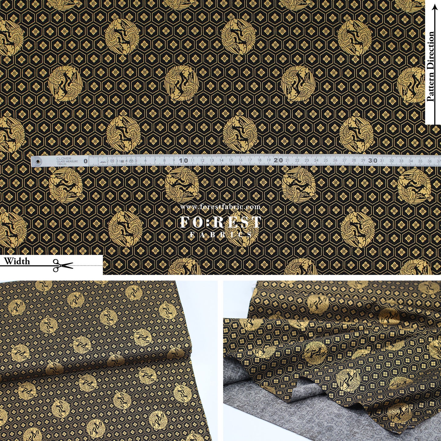 cotton - Crane with metallic fabric
