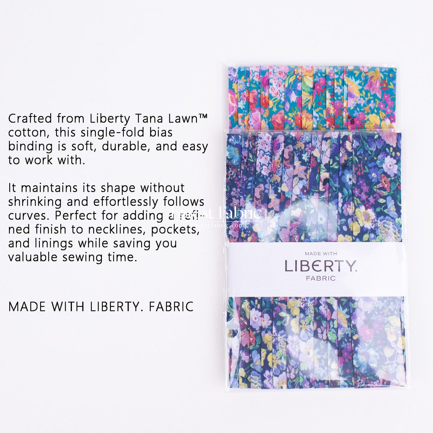 22mm Liberty Tana Lawn Single Fold Bias Binding Tape - Garden - FO:REST Fabric 布恩堂Liberty fabrictana lawnjapanese fabricykk zipper