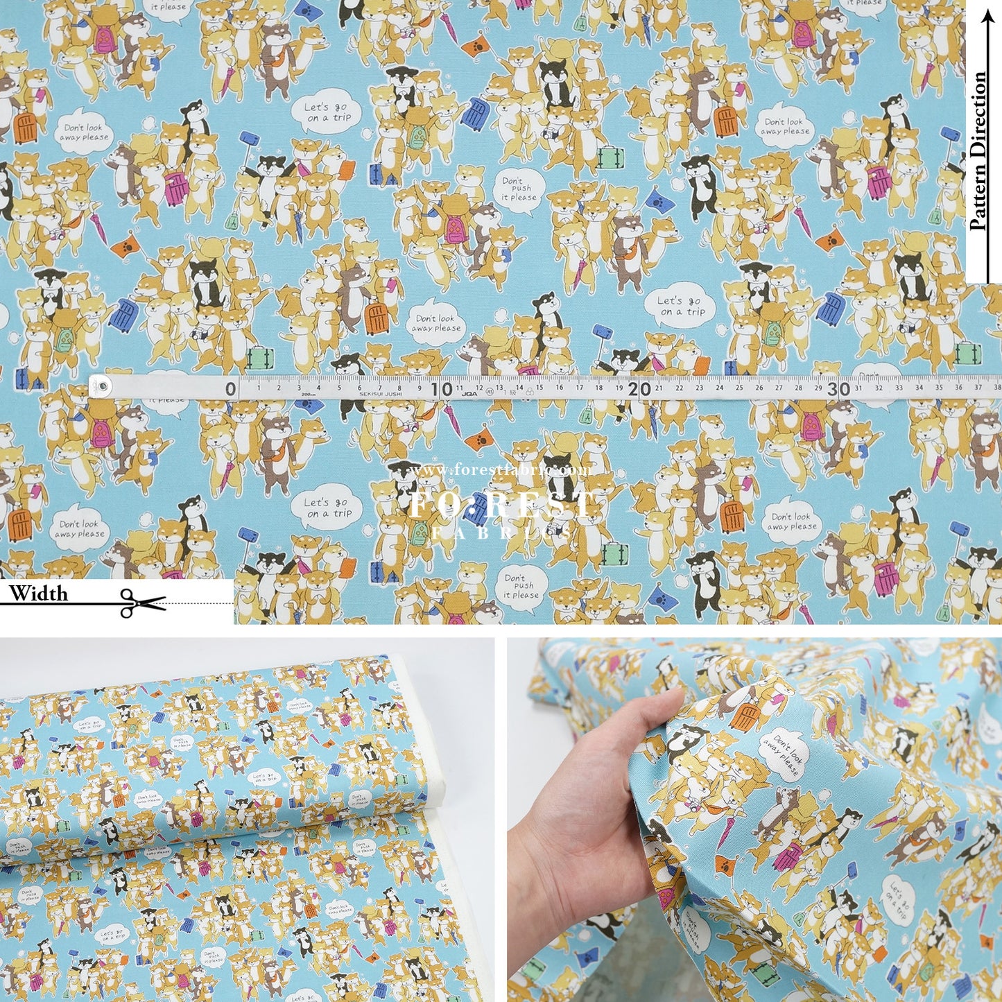 oxford - Travel Shiba Inu Dogs fabric