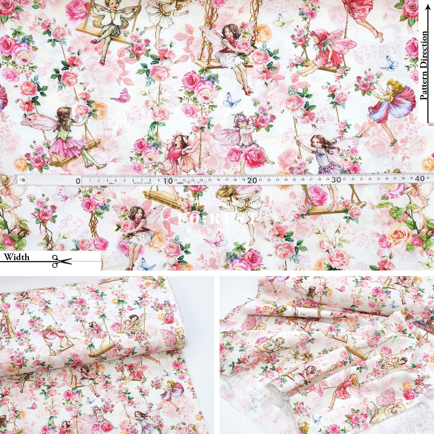cotton - Garden Swings Flower Fairies fabric