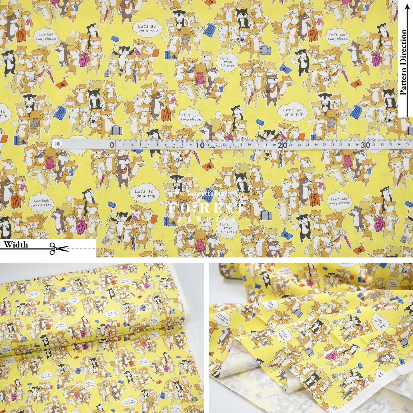 oxford - Travel Shiba Inu Dogs fabric