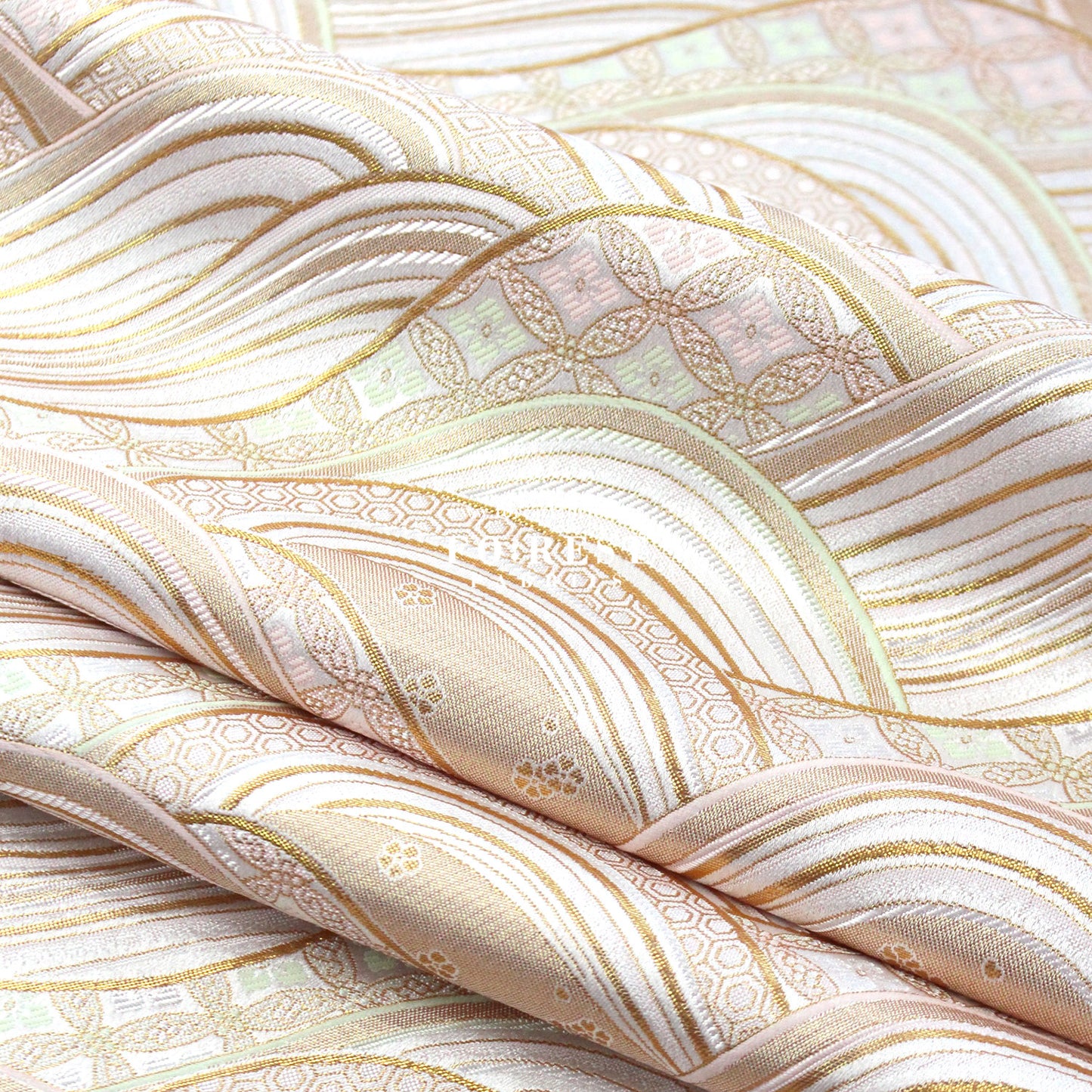 Gold Brocade - Great Wave fabric ICEPINK