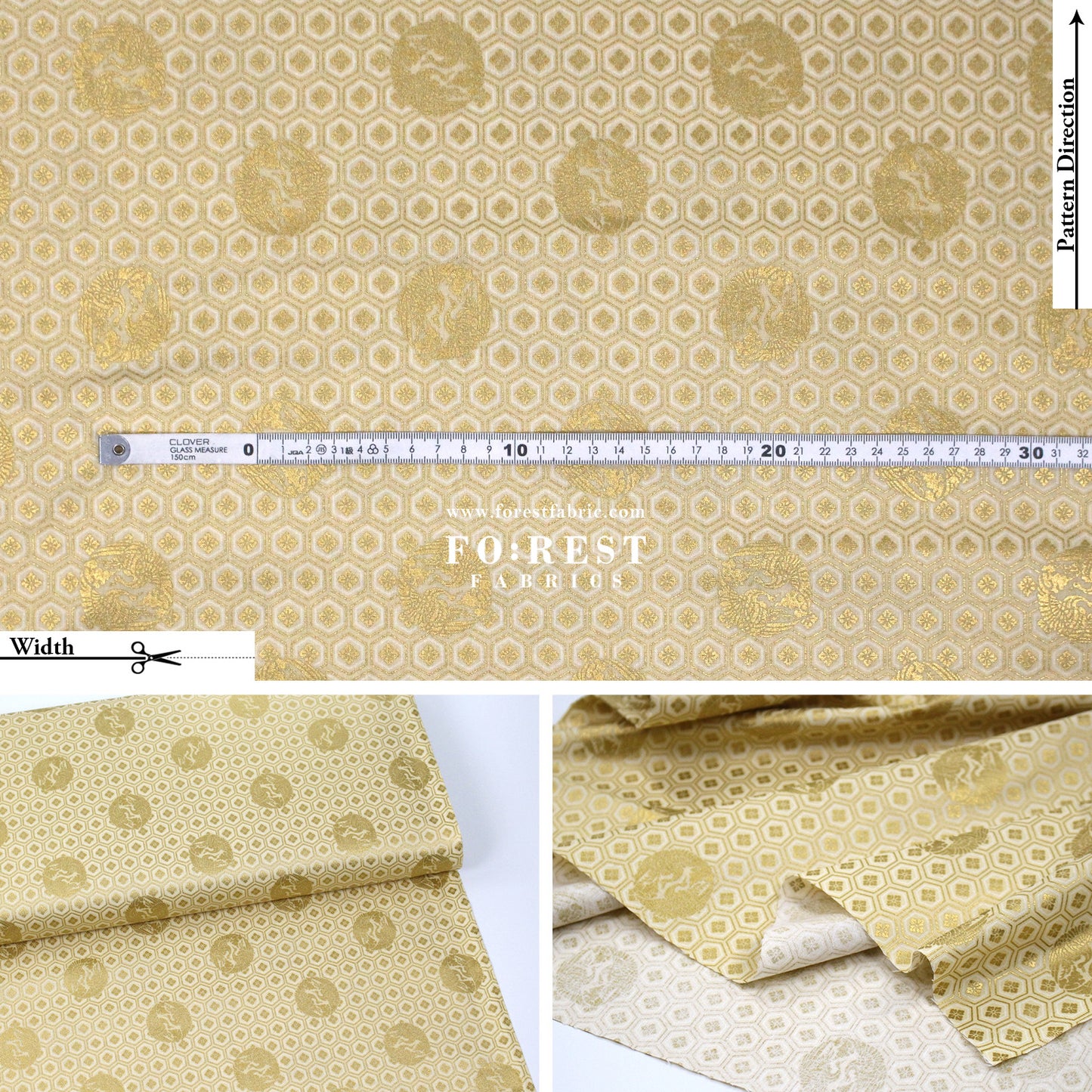 cotton - Crane with metallic fabric