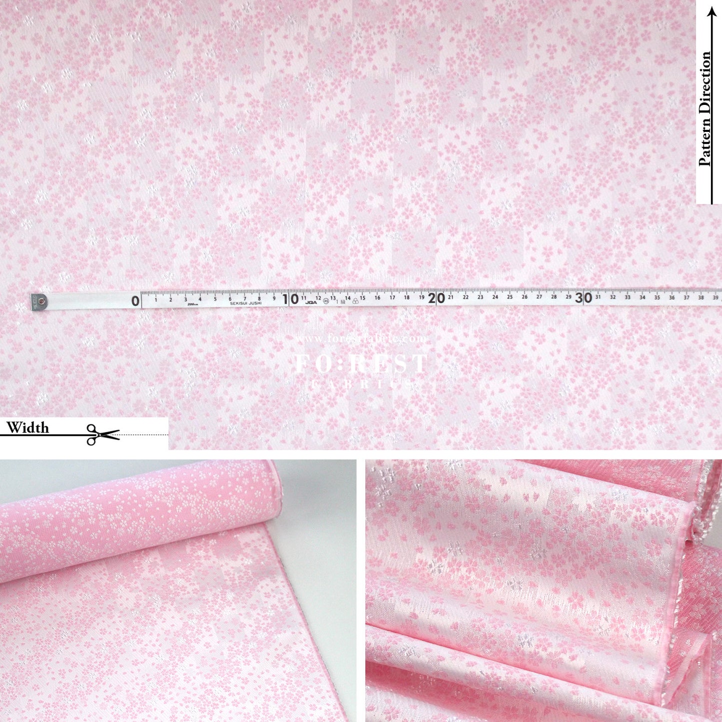 Gold Brocade - Little Sakura fabric Pink Purple