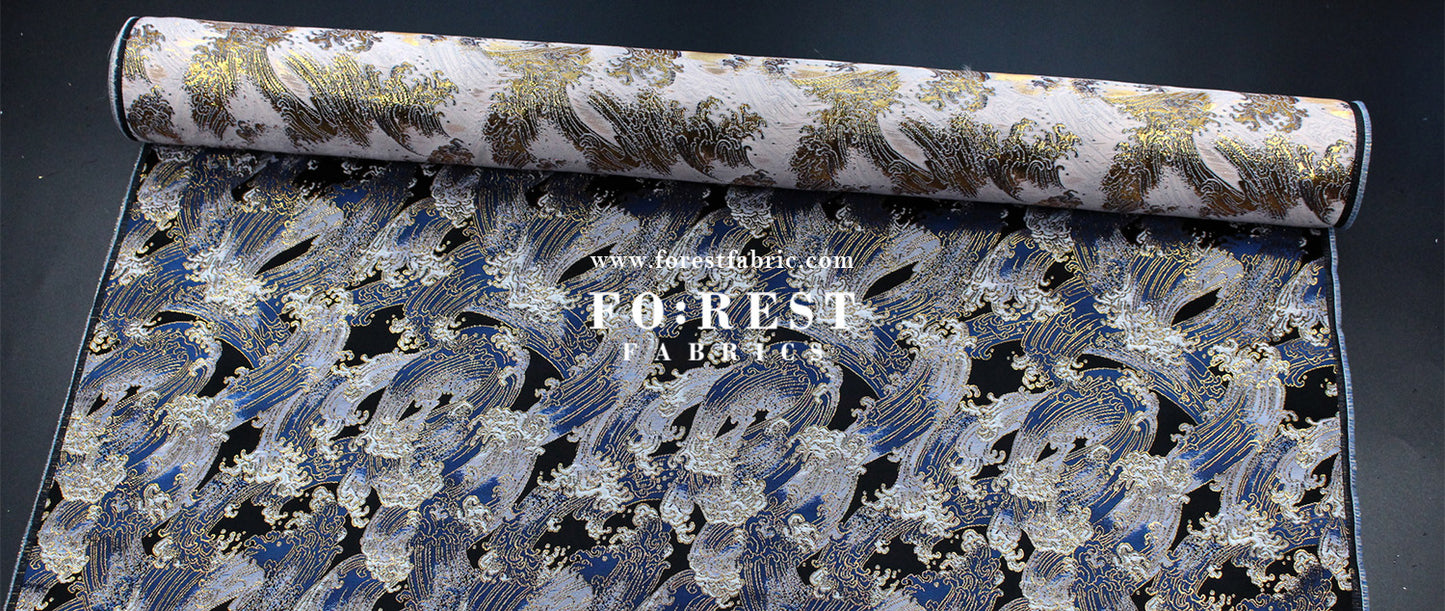 Gold Brocade - The Great Wave沖浪裏 fabric