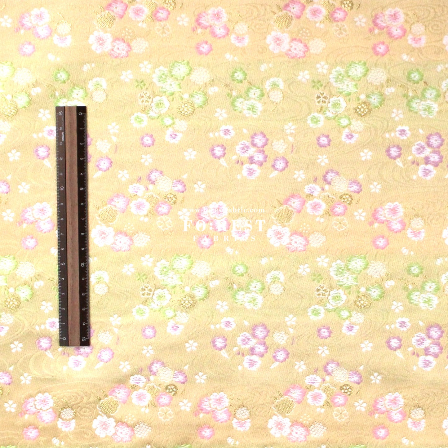Gold Brocade - Sakura River flower fabric