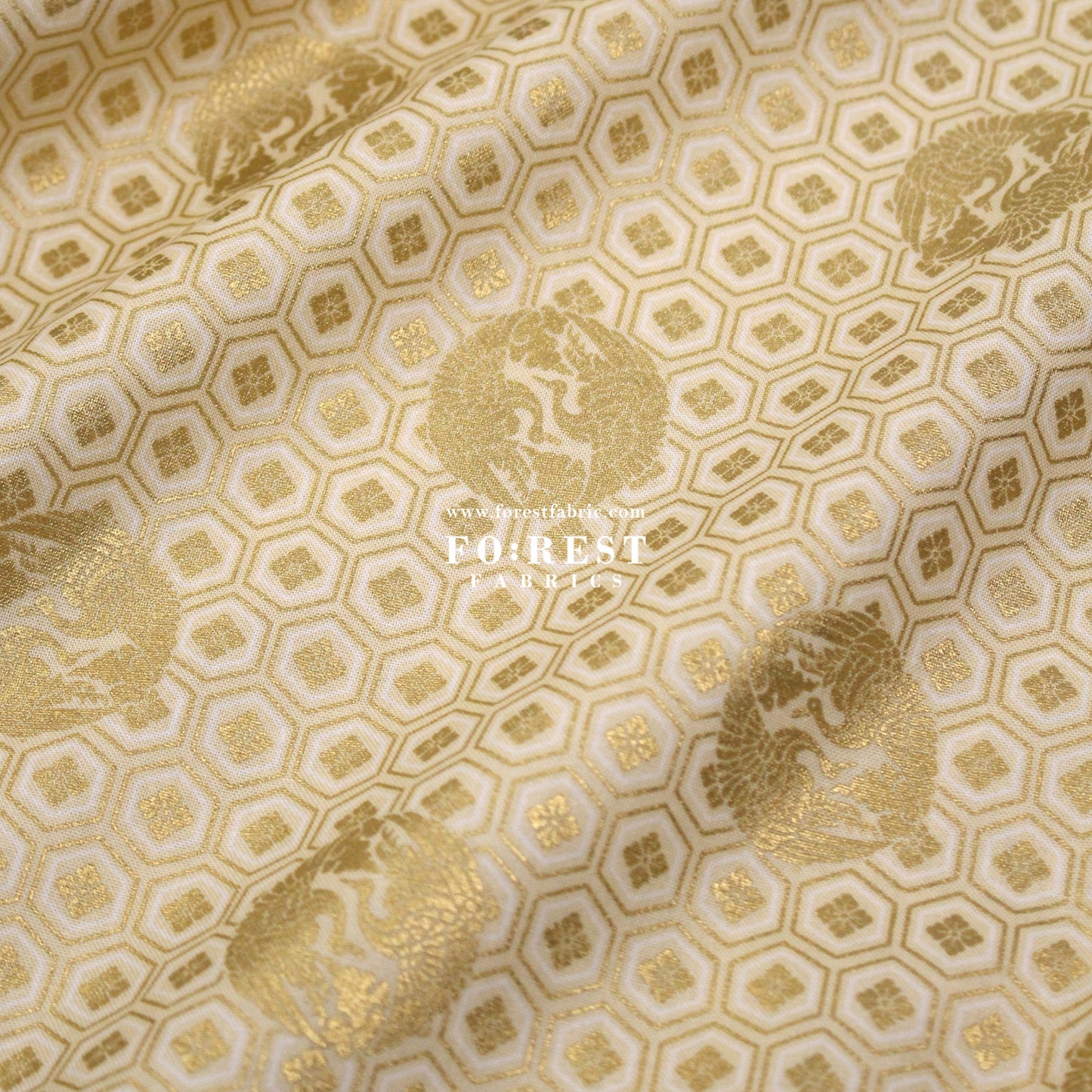cotton - Crane with metallic fabric