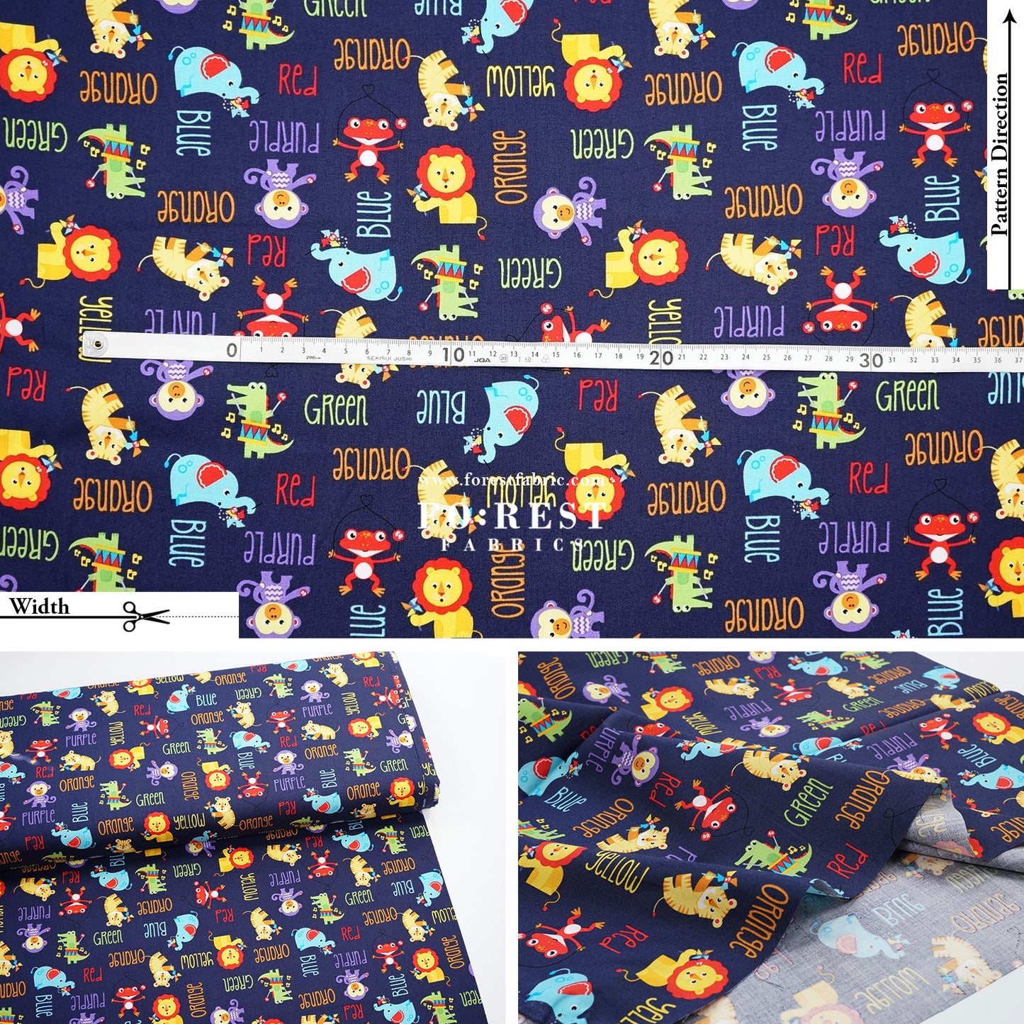 cotton - Colourful Animals fabric
