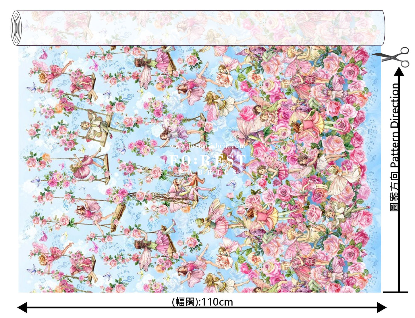 cotton - Spring Song Fairy fabric (Single Border)