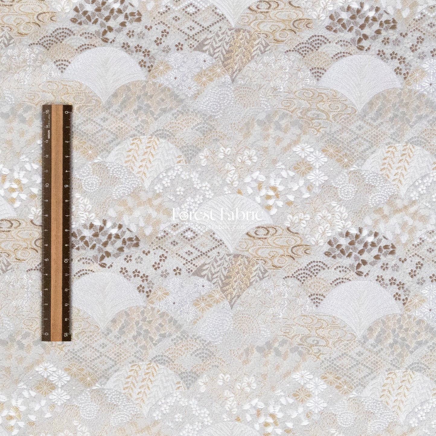Gold Brocade - Leaf fabric GreenGray