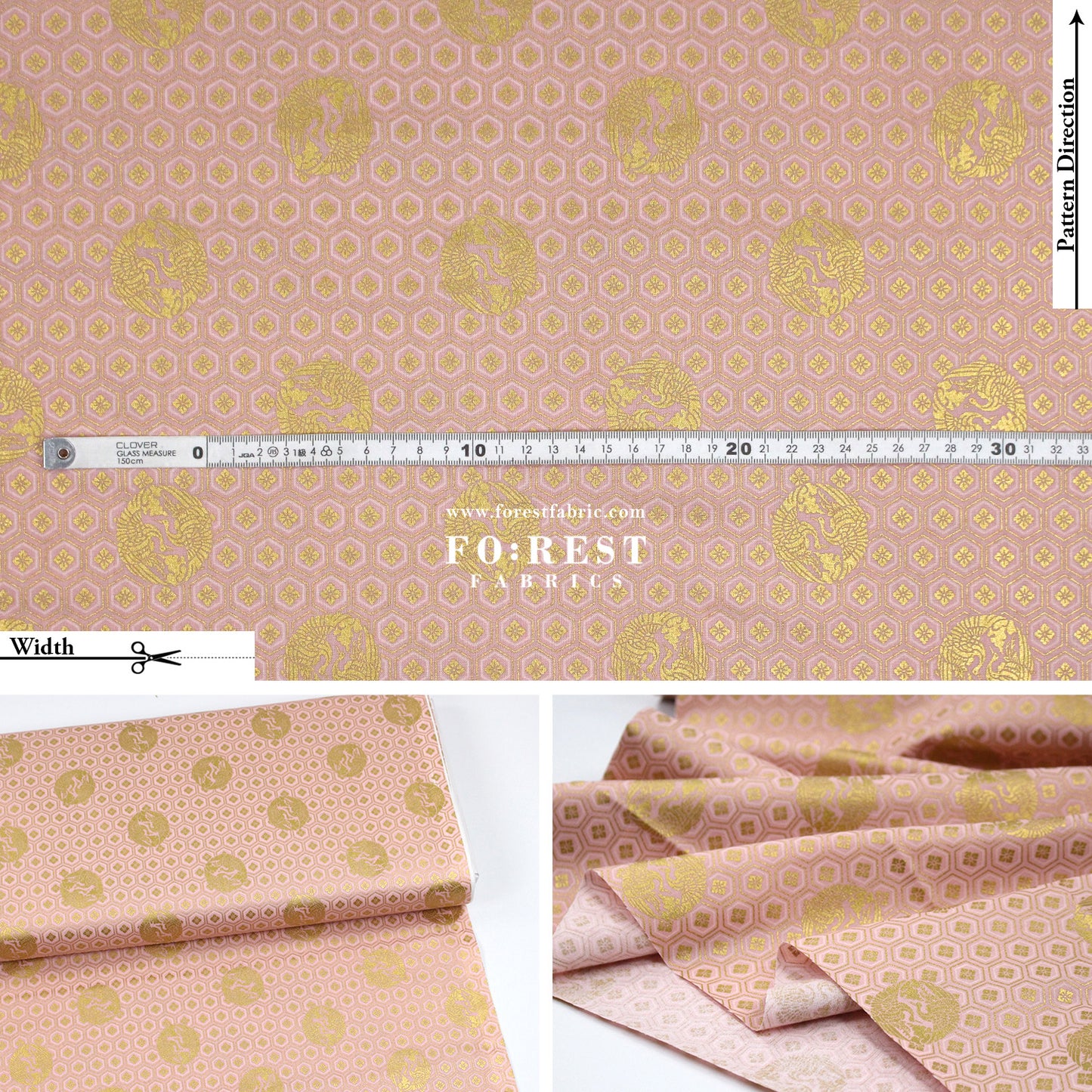 cotton - Crane with metallic fabric