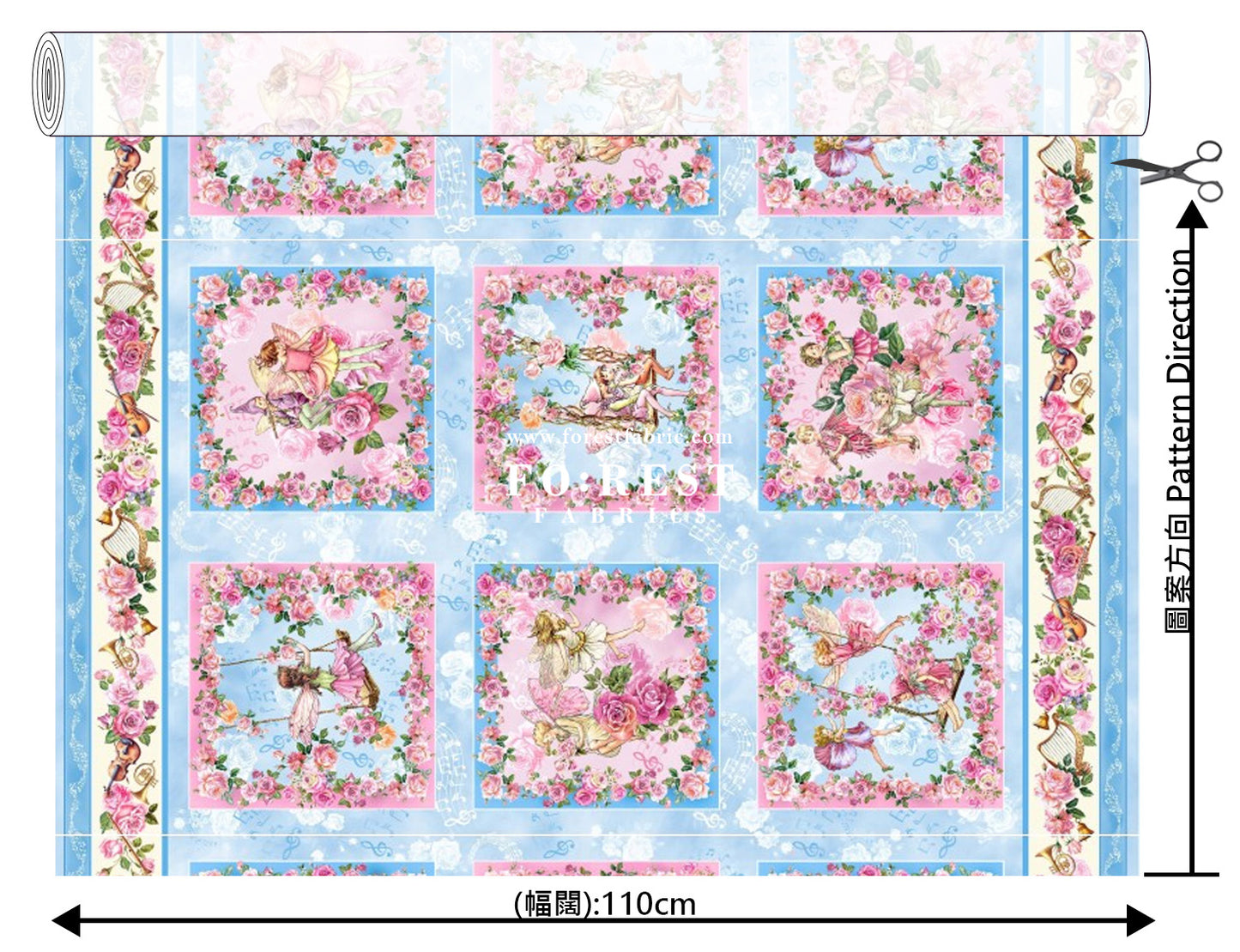 cotton - Spring Song Fairy Garden fabric (PANEL)