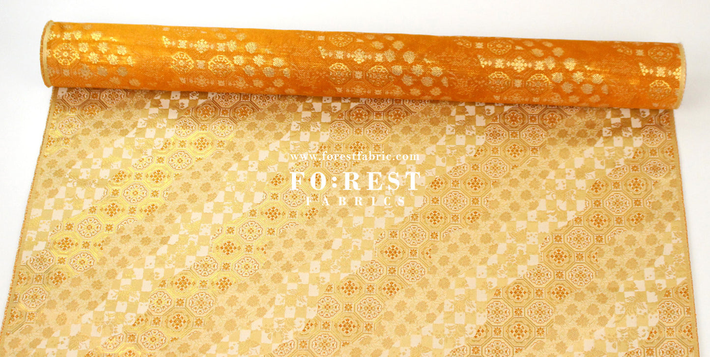 Gold Brocade - Lattice butterfly fabric