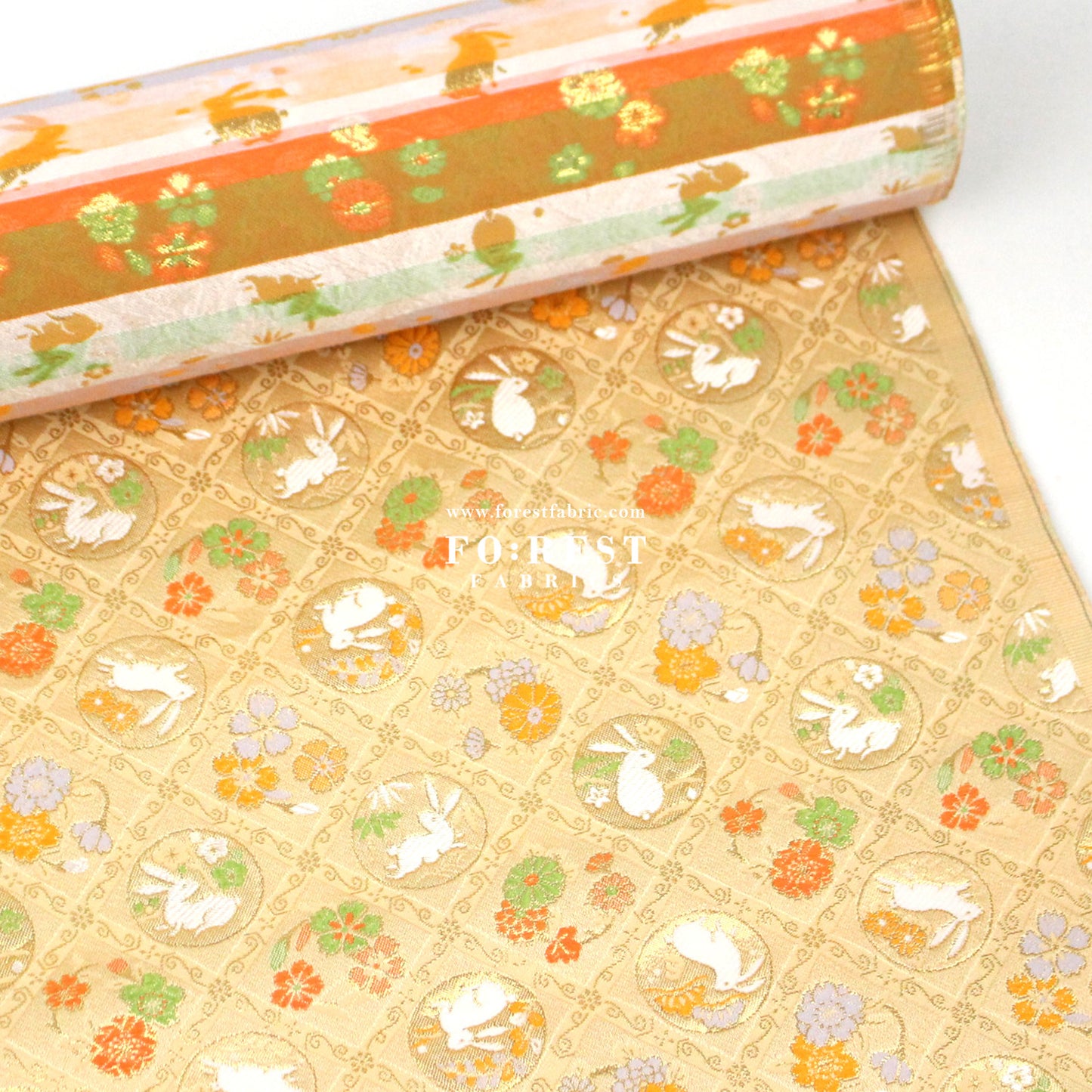 Gold Brocade - Rabbit dance fabric