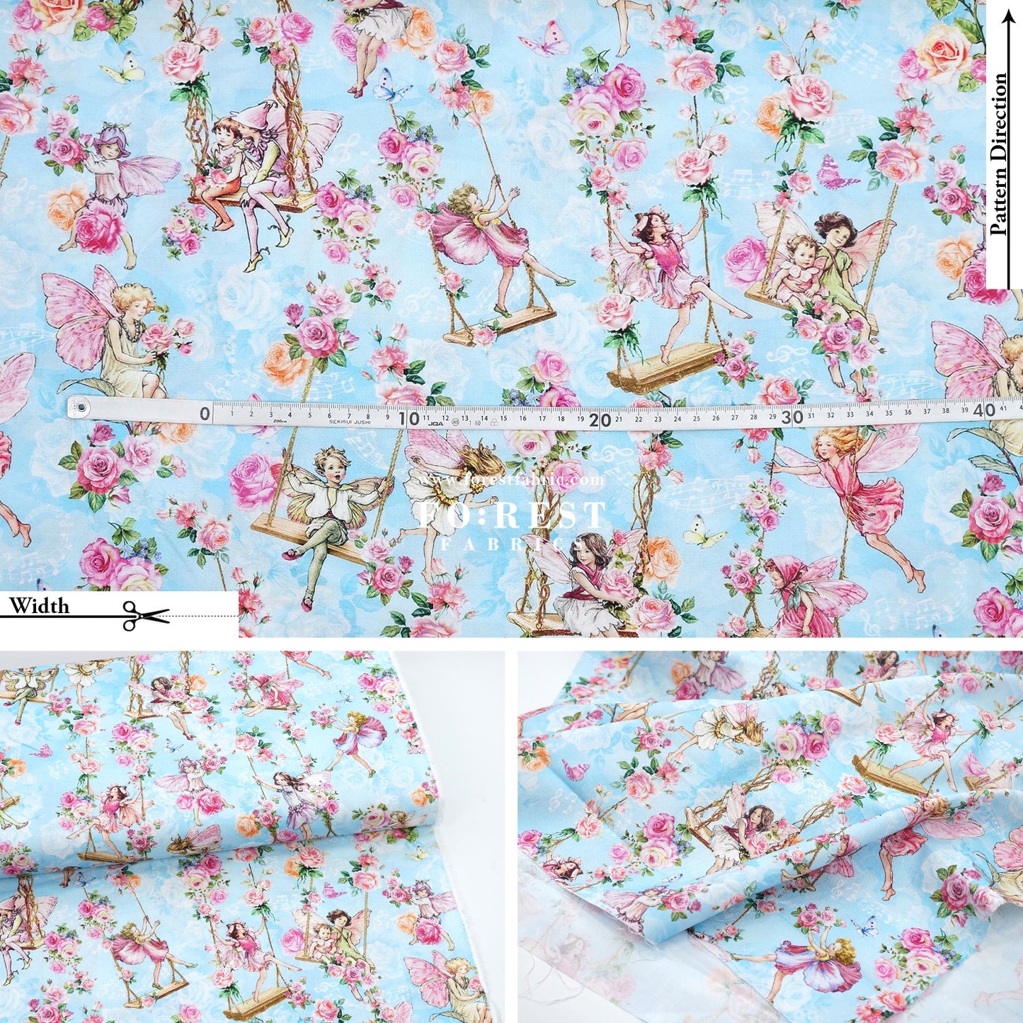 cotton - Garden Swings Flower Fairies fabric