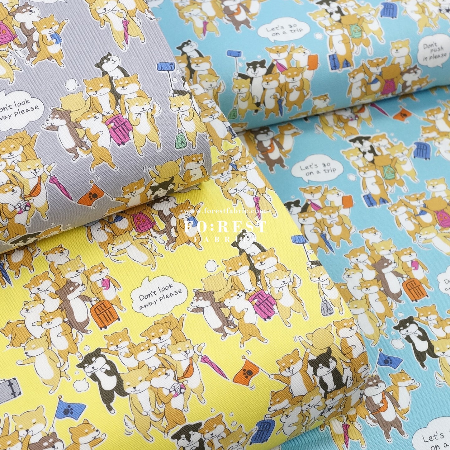 oxford - Travel Shiba Inu Dogs fabric
