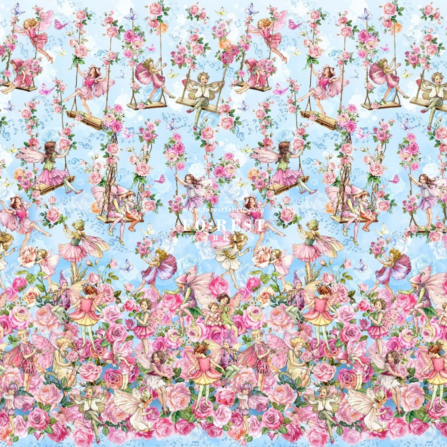cotton - Spring Song Fairy fabric (Single Border)