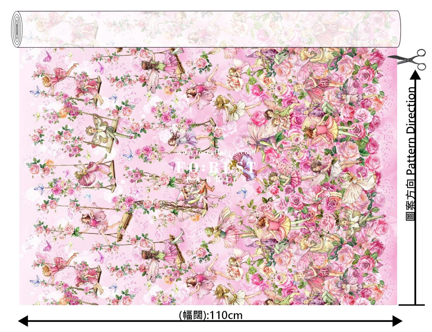 cotton - Spring Song Fairy fabric (Single Border)