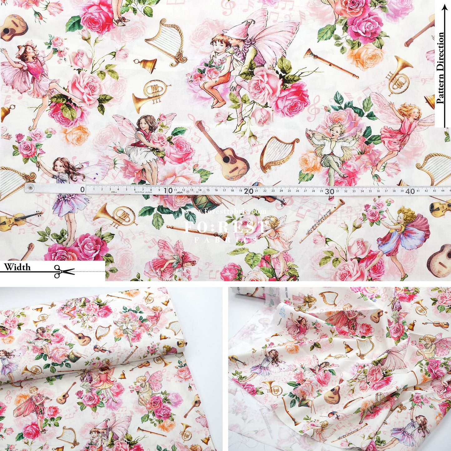 cotton - Petal Flower Fairies Rose fabric