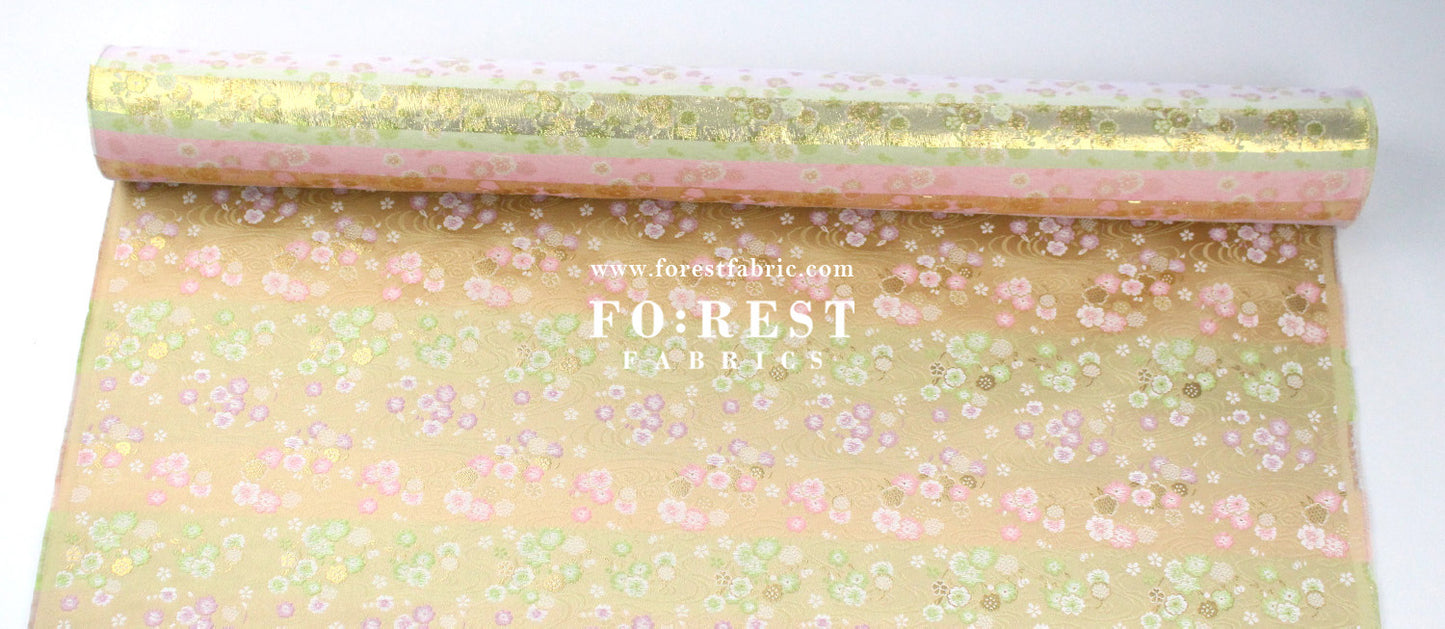 Gold Brocade - Sakura River flower fabric