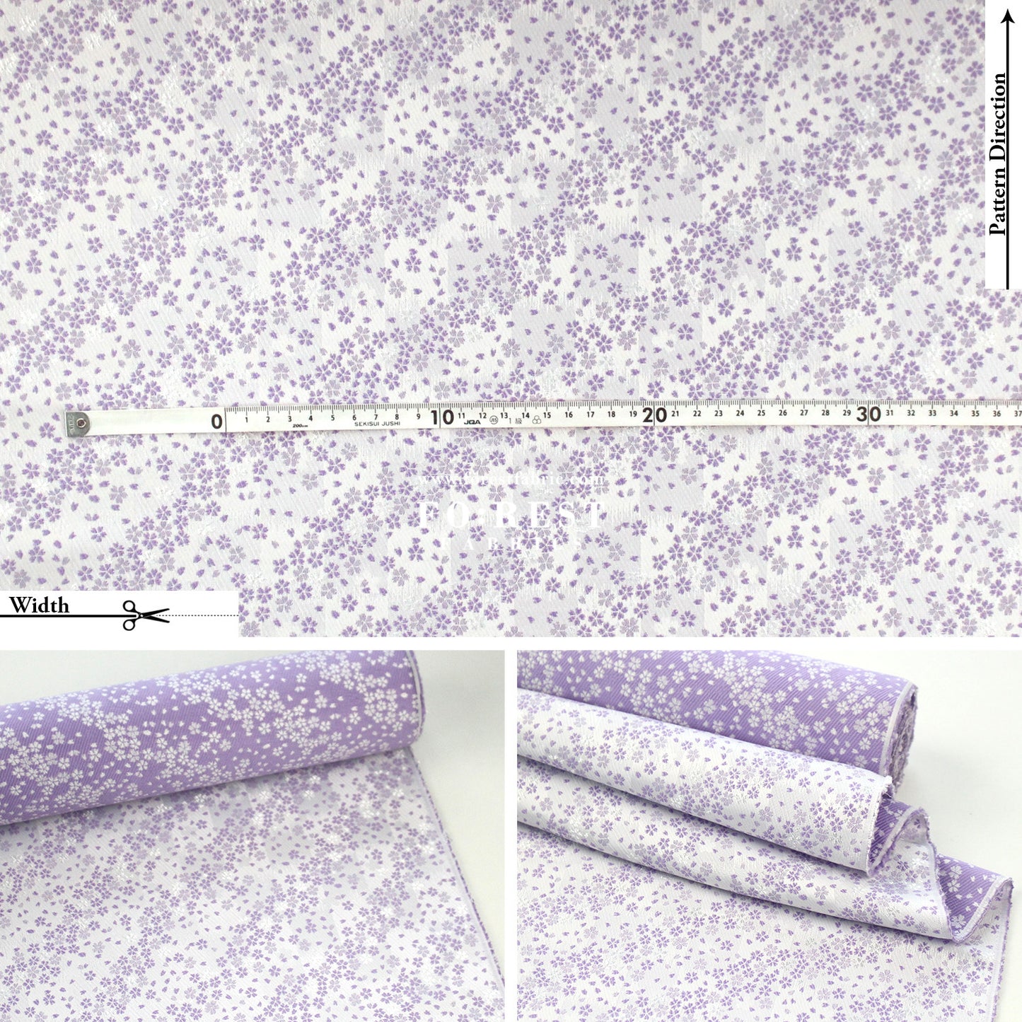 Gold Brocade - Little Sakura fabric Pink Purple