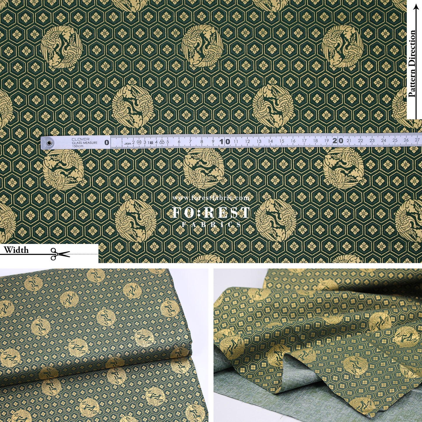cotton - Crane with metallic fabric