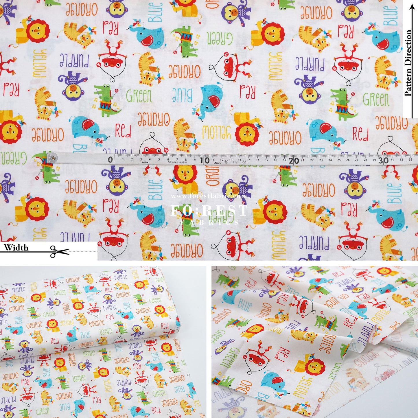 cotton - Colourful Animals fabric