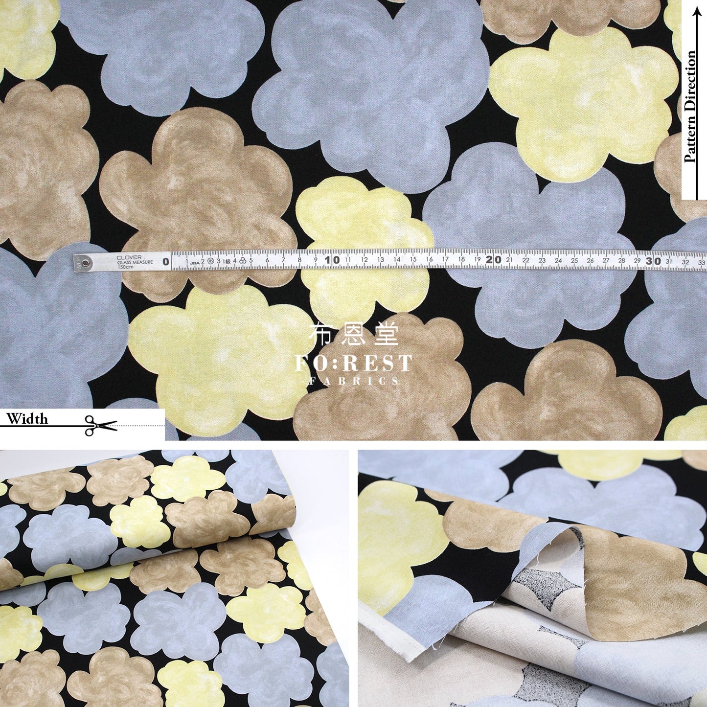 Canvas - Candy Flower Fabric Black