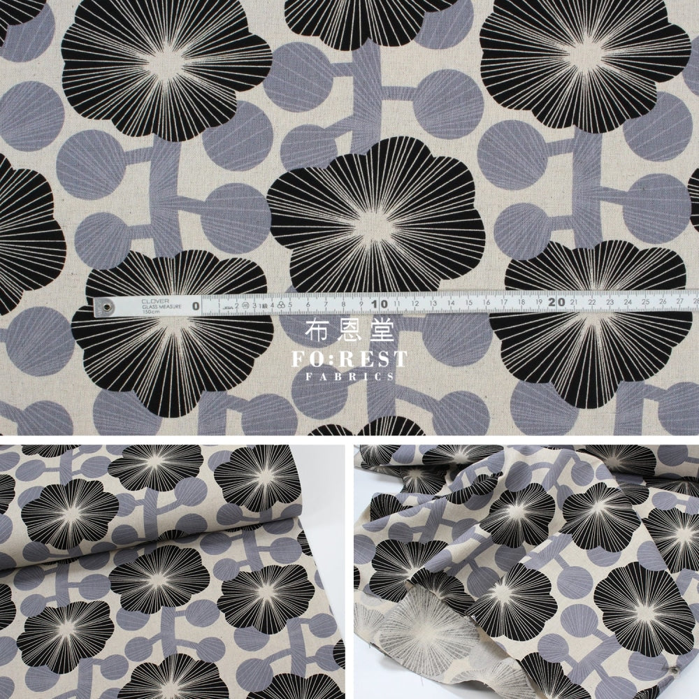 Canvas - Diagonal Flower Fabric Natural Cotton Linen Canvas