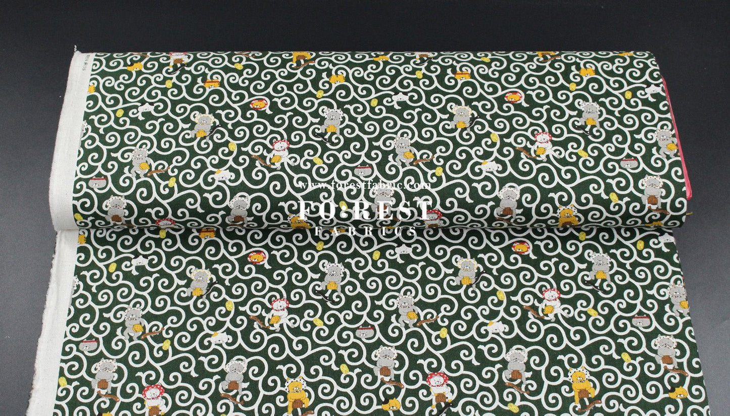 Canvas - Karakusa Cats fabric - FO:REST Fabric 布恩堂Liberty fabrictana lawnjapanese fabricykk zipper