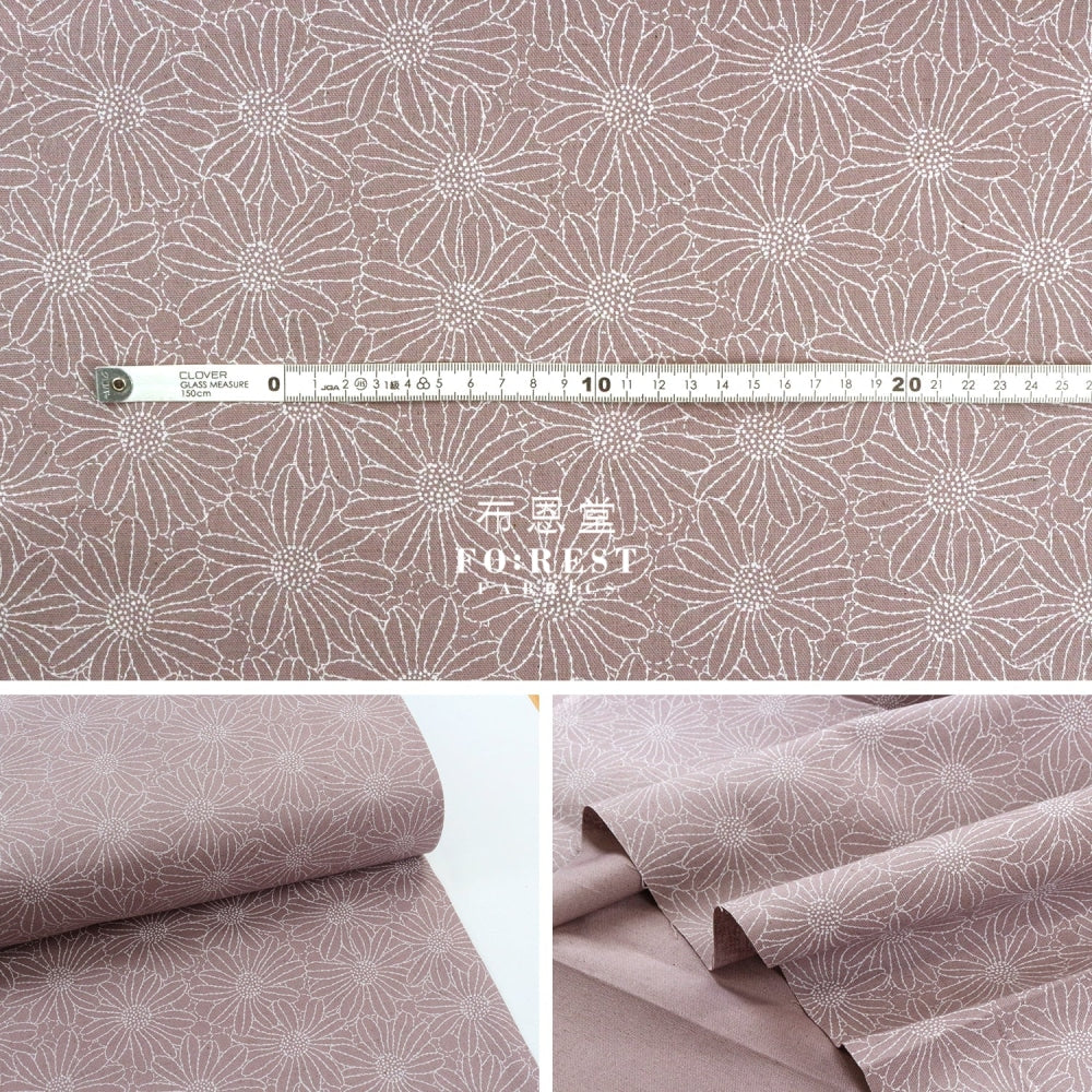 Canvas - Lacquer Print Flowers Fabric Pink Cotton Linen Canvas