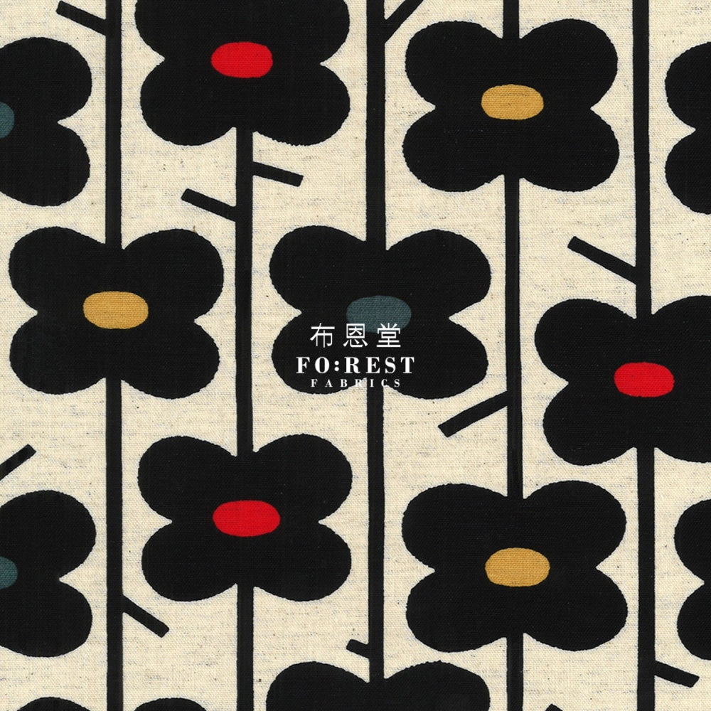 Canvas - Piccolo Flowers Fabric Natural Cotton Linen Canvas