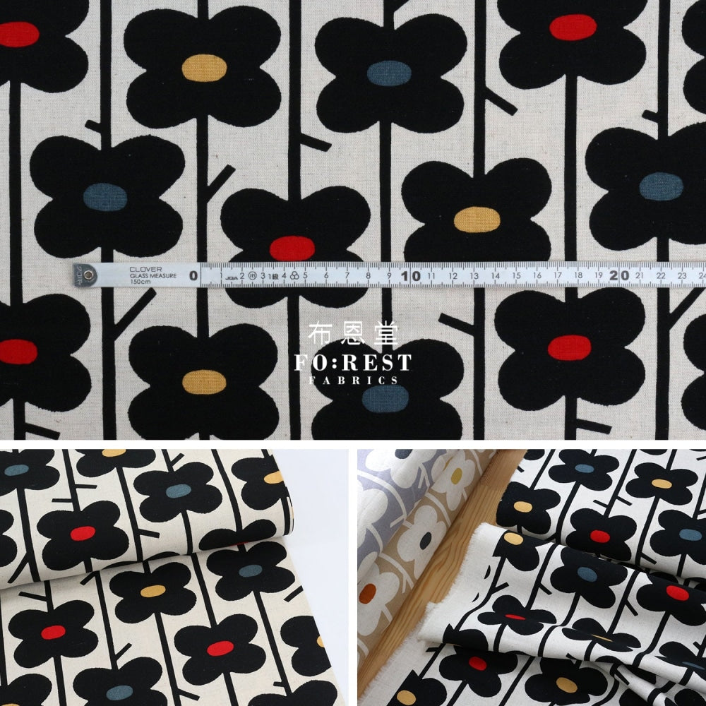 Canvas - Piccolo Flowers Fabric Natural Cotton Linen Canvas