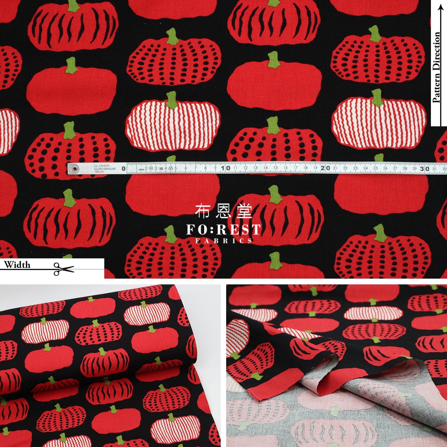 Canvas - Pumpkin Fabric Black