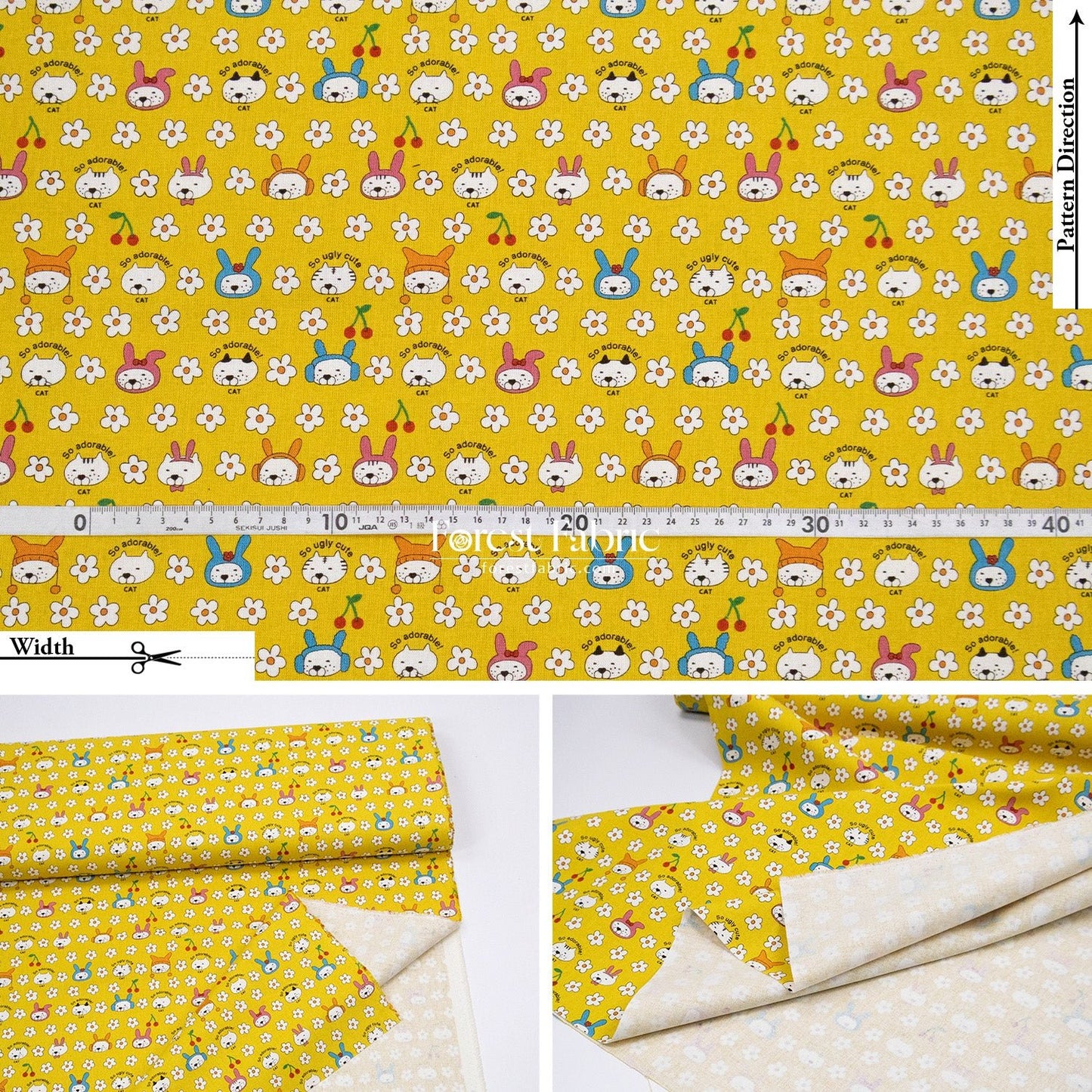 Canvas - Rabbit Cats fabric - FO:REST Fabric 布恩堂Liberty fabrictana lawnjapanese fabricykk zipper