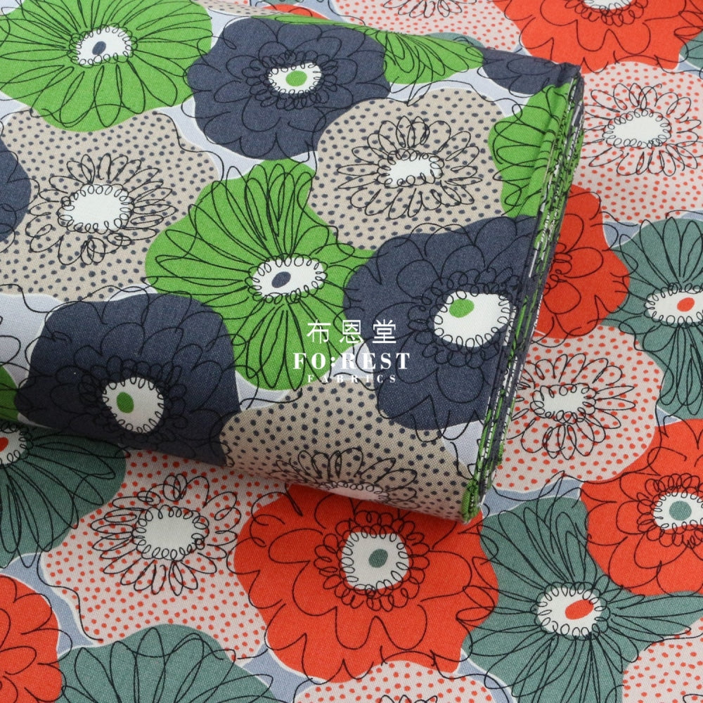 Canvas - Scrunchie Flower Fabric Red Cotton Linen Canvas