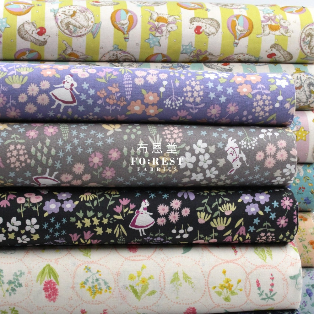 Cotton - Alice Flower Maze Fabric Gray