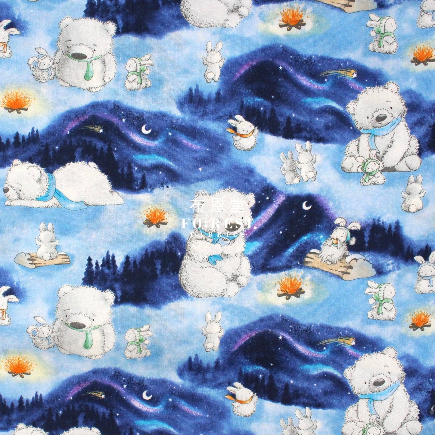 cotton - Arctic Bunnies fabric - FO:REST Fabric 布恩堂Liberty fabrictana lawnjapanese fabricykk zipper