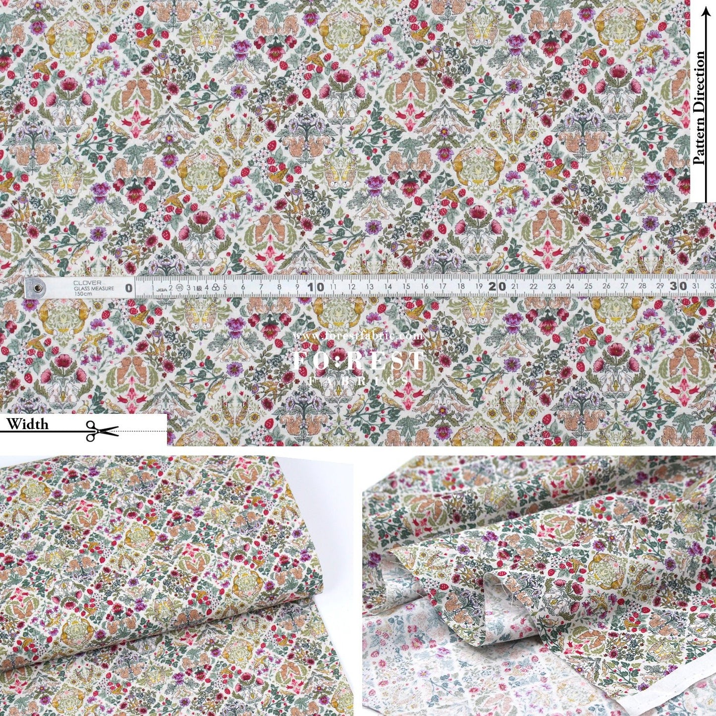 cotton - Art Nouveau Little Forest fabric Natural - FO:REST Fabric 布恩堂Liberty fabrictana lawnjapanese fabricykk zipper