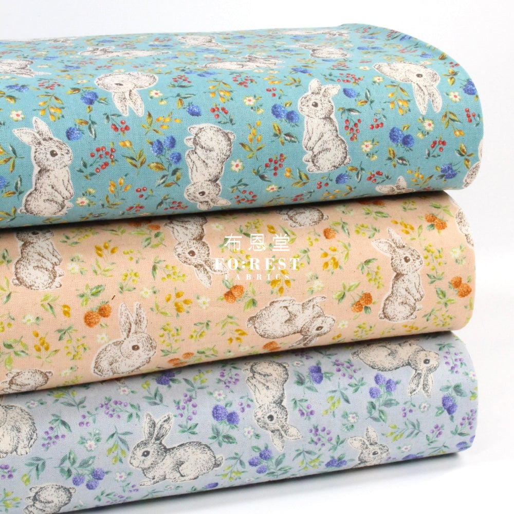 Cotton - Berry Rabbit Flower Garden Fabric Lavandula Cotton