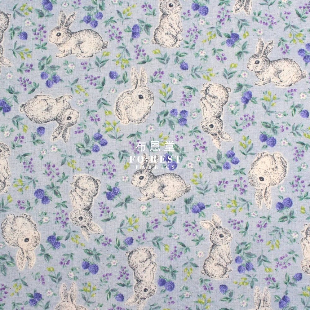 Cotton - Berry Rabbit Flower Garden Fabric Lavandula Cotton